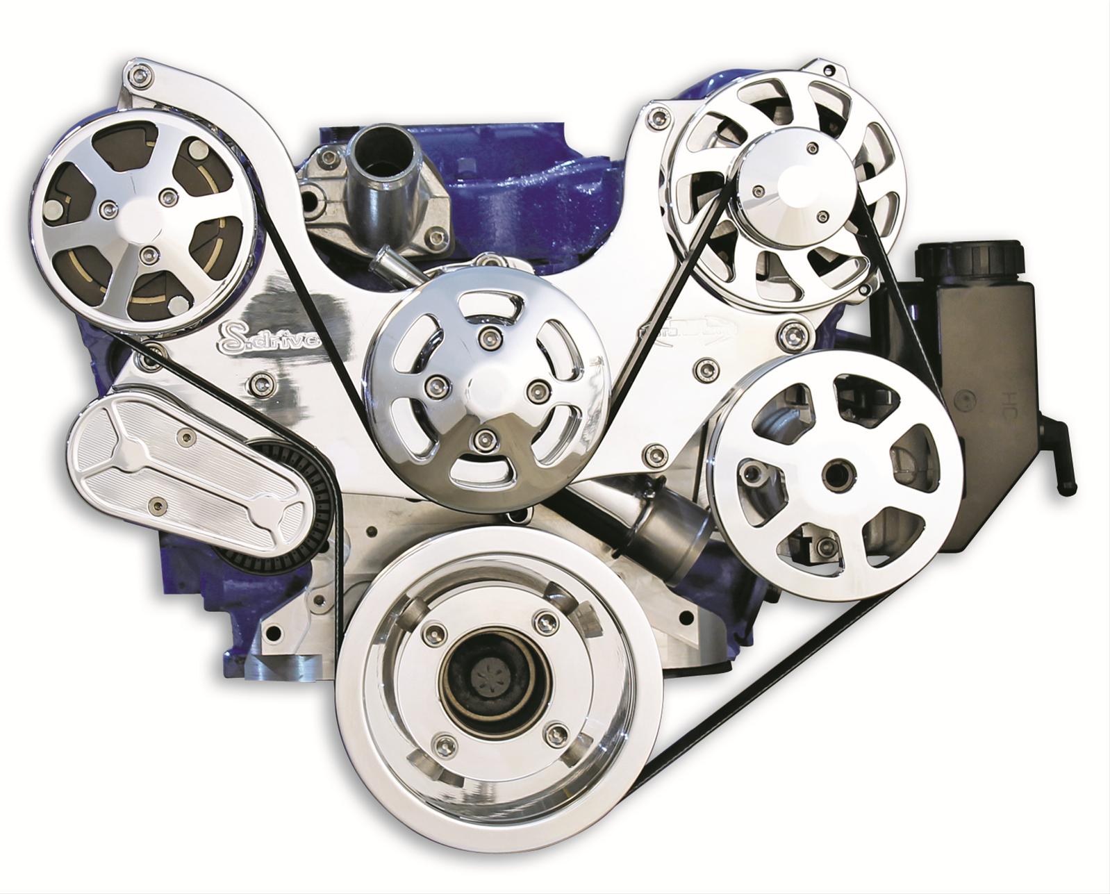 (image for) Pulley Kit,Serpentine,Ford 289-351W Color: Clear Anodize (Matte Silver) Finish